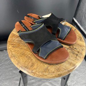 Matt Bernson black and navy neoprene and leather sandals
